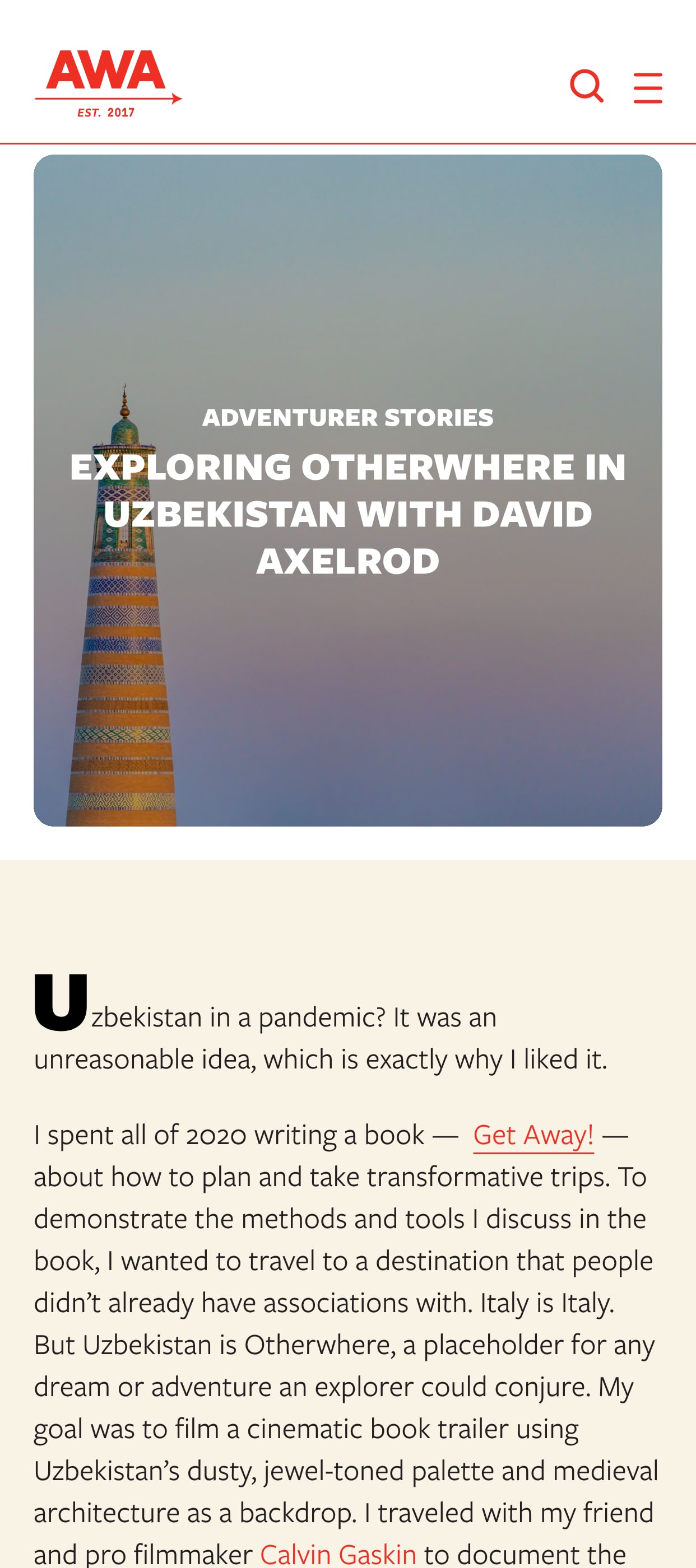 The Making of Get Away! — Exploring Otherwhere in Uzbekistan — page section 1 of 8